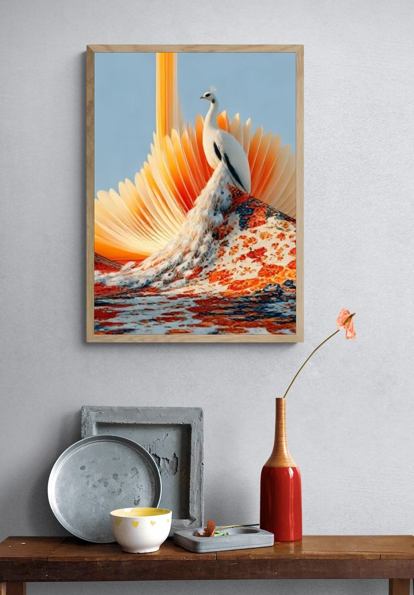 Peacock Surrealism Print. — room view 3