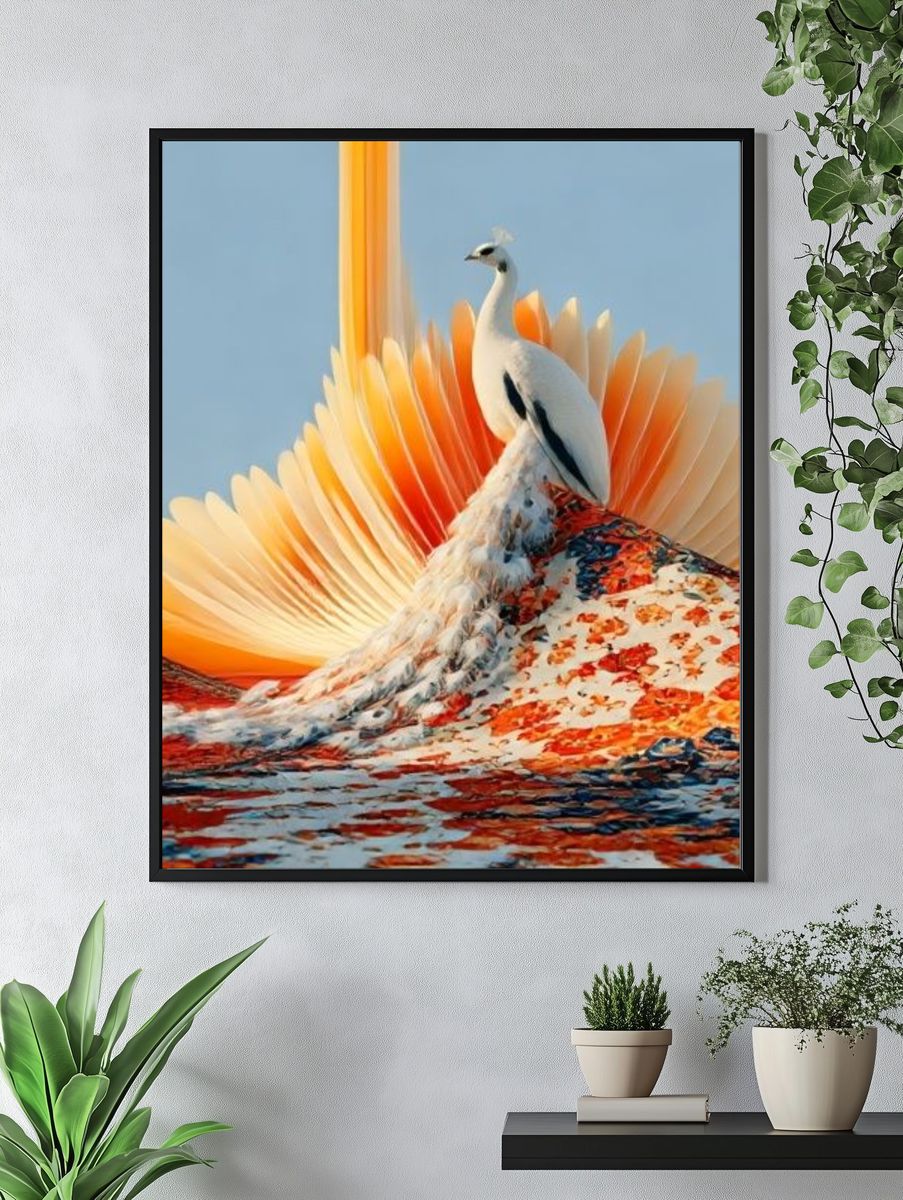 Peacock Surrealism Print. — room view 4