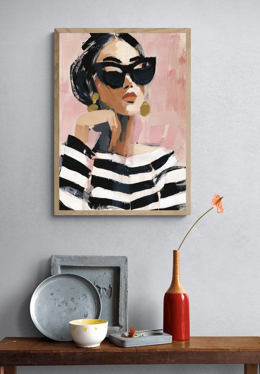 Chic Woman in Sunglasses — Fashion Print. — room view 3