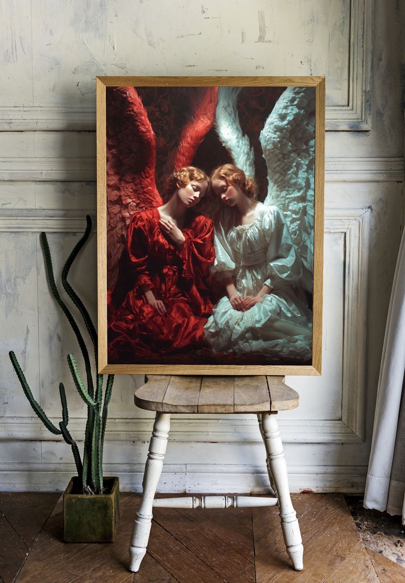 Twin Angels Surrealism Print room preview