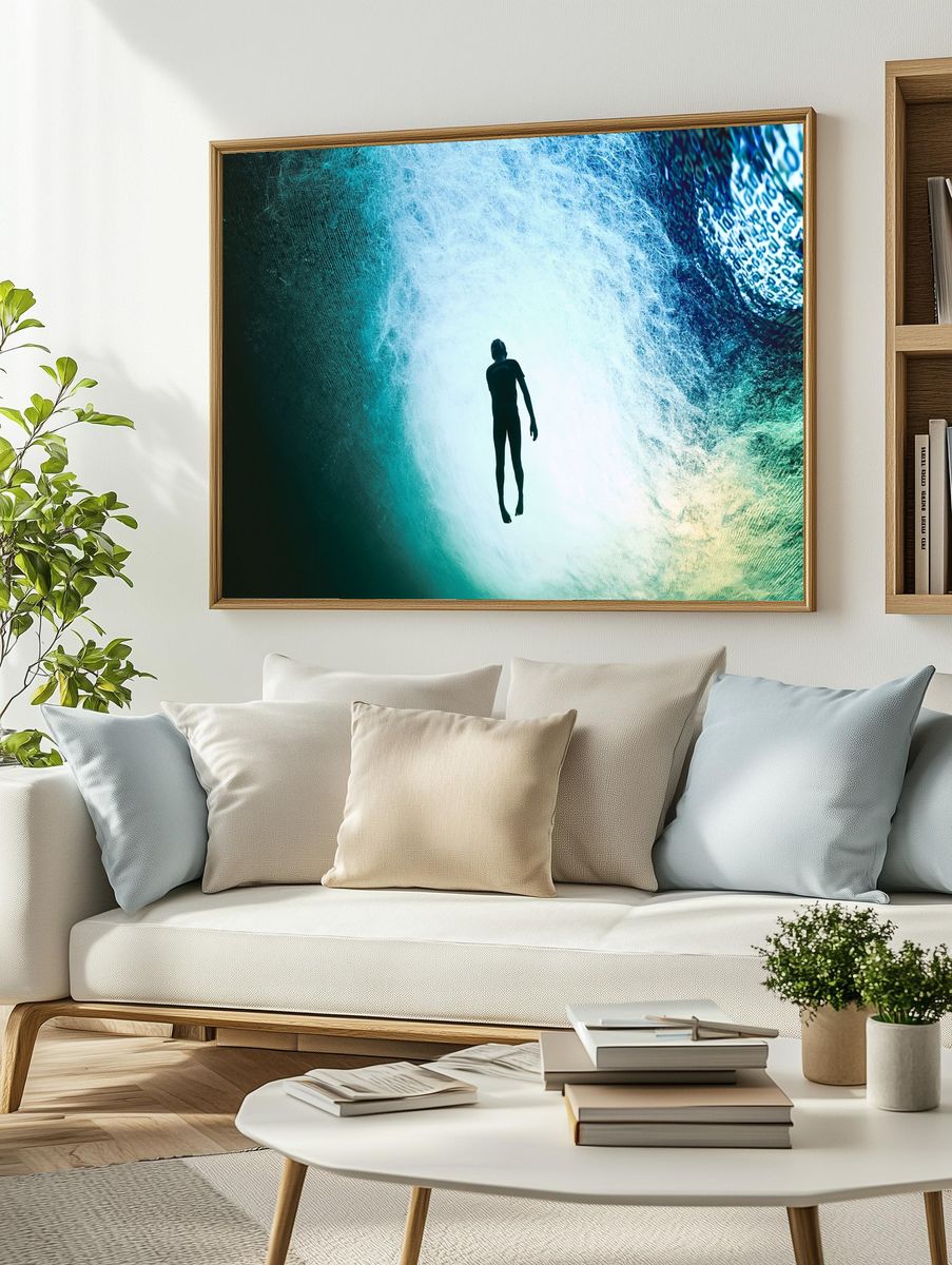 Surreal Diver Silhouette Print. — room view 2