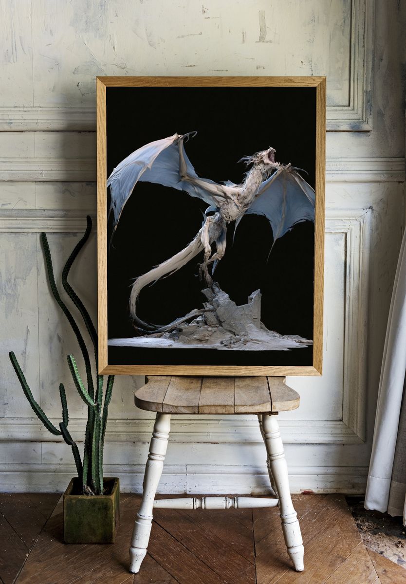 Winged Dragon Surrealism Print. — room view 1