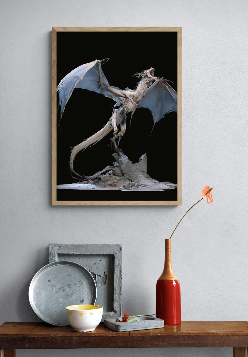 Winged Dragon Surrealism Print. — room view 3