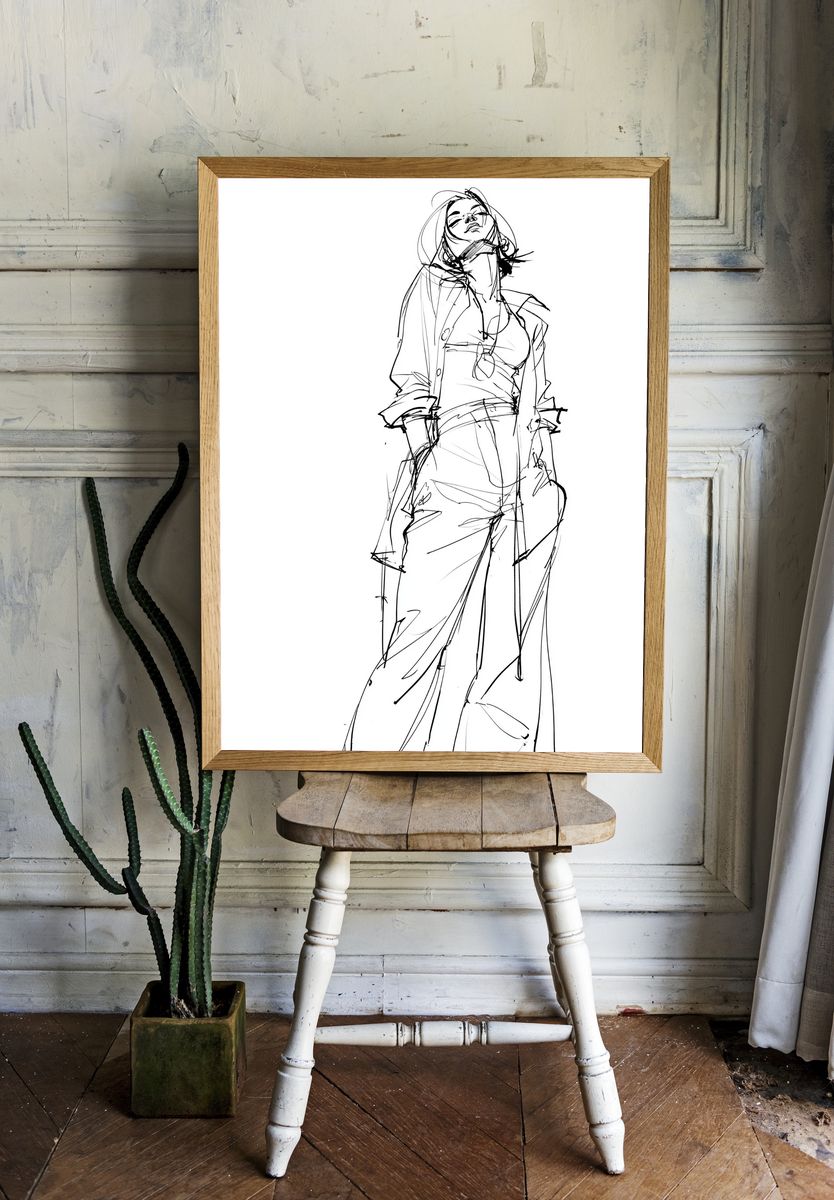 Fashion Figure Line Art Poster. — room view 1