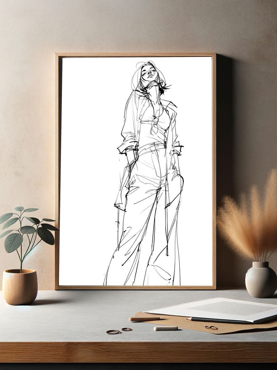 Fashion Figure Line Art Poster. — room view 2