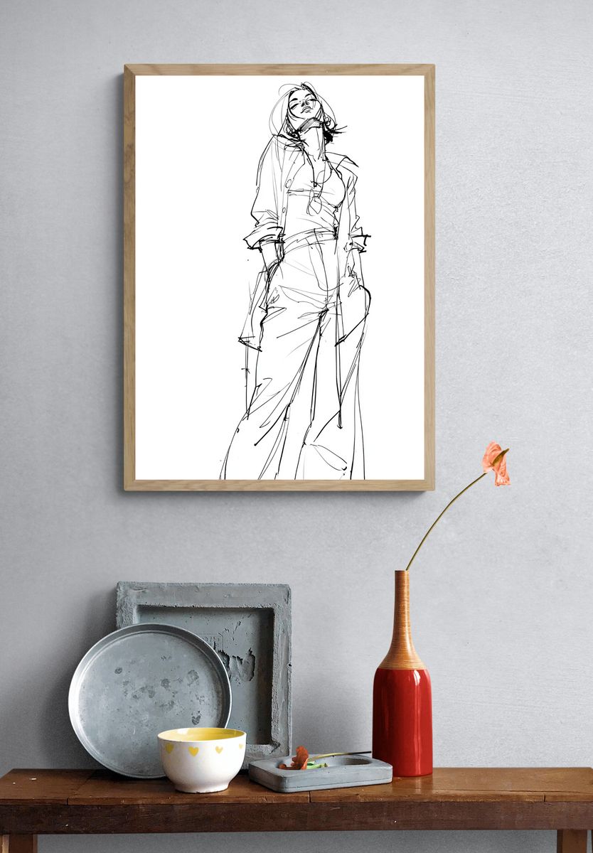 Fashion Figure Line Art Poster. — room view 3