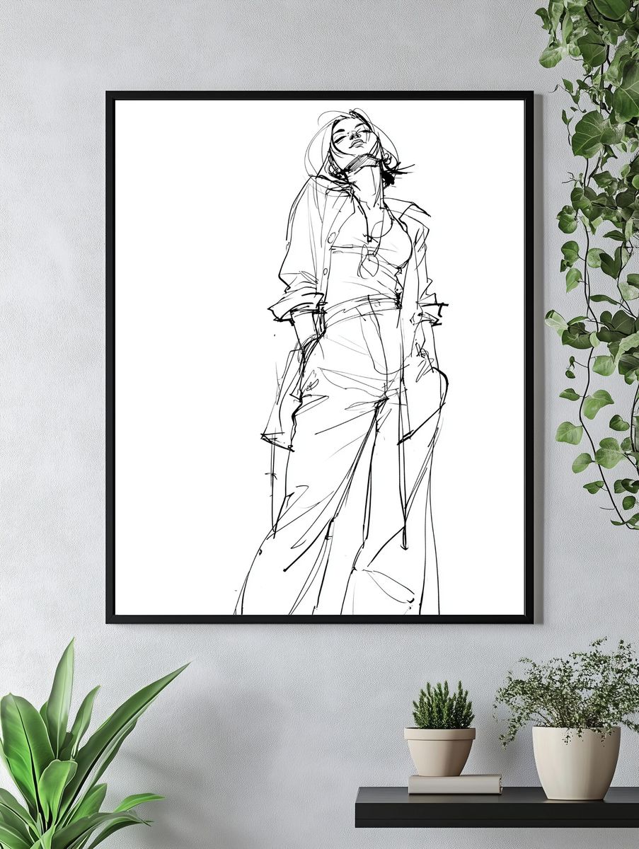 Fashion Figure Line Art Poster. — room view 4