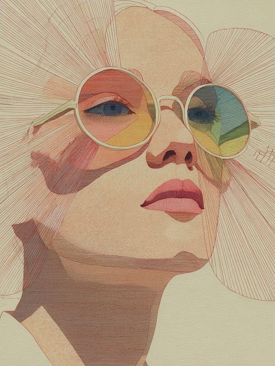Stylish Woman in Sunglasses — Illustration Print. poster detail