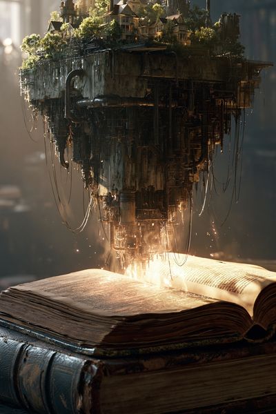 Floating Library City Surrealism Print. poster print