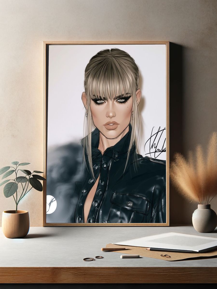 Fashion Portrait Illustration Poster. — room view 2