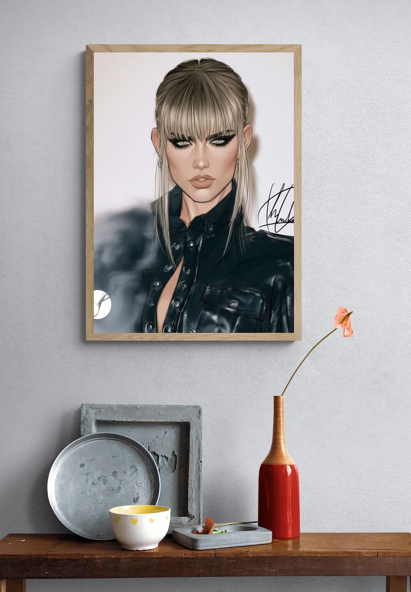 Fashion Portrait Illustration Poster. — room view 3