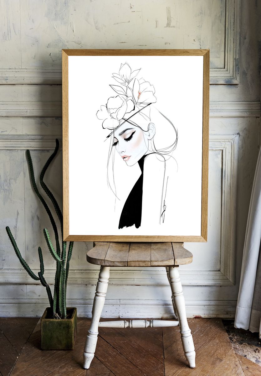 Elegant Floral Portrait Print. room preview