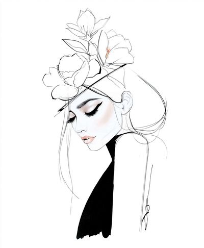 Elegant Floral Portrait Print. poster