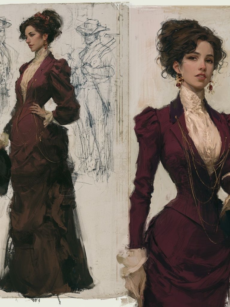 Victorian Fashion Study Print. poster — fashion art