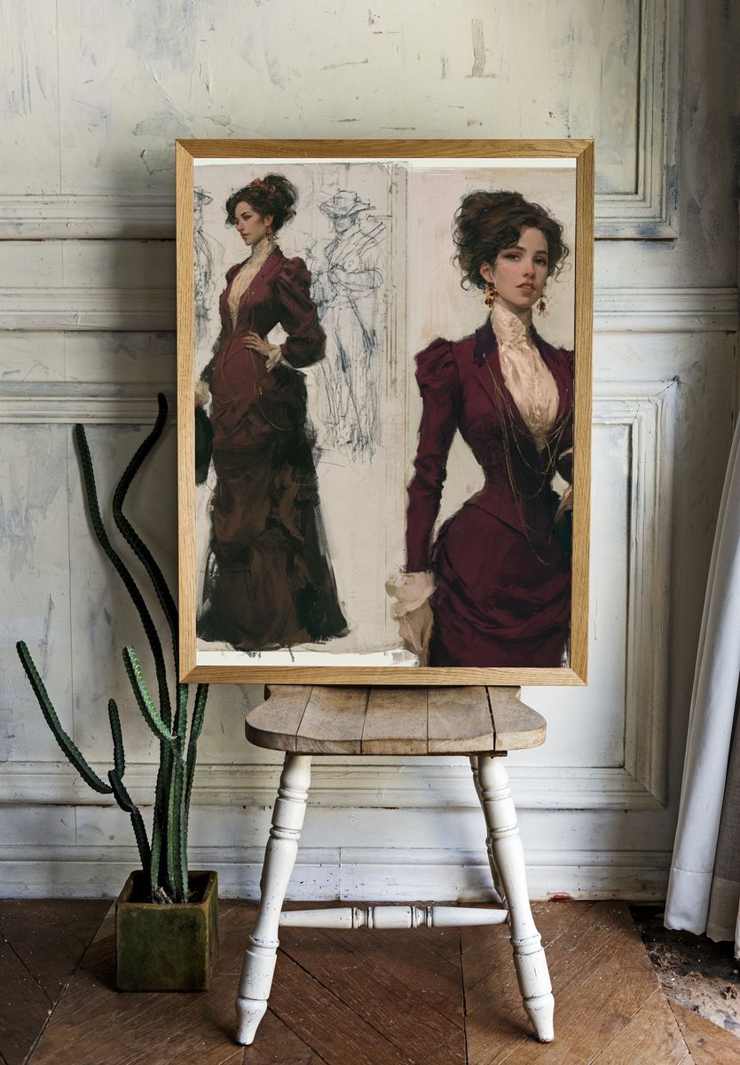 Victorian Fashion Study Print. — room view 1