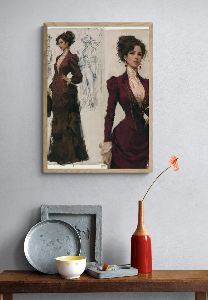 Victorian Fashion Study Print. — room view 3