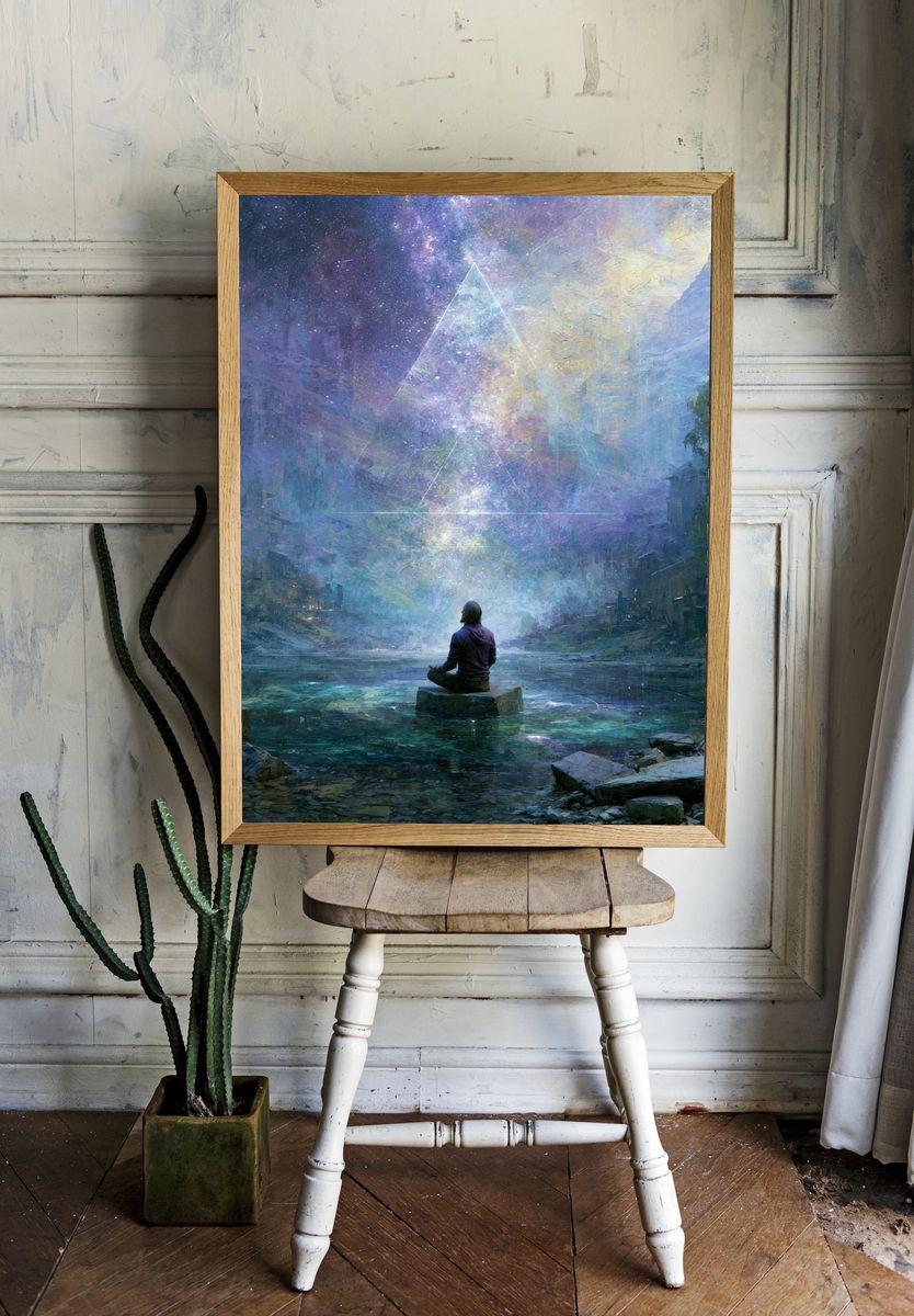 Cosmic Meditation Surrealism Print. — room view 1