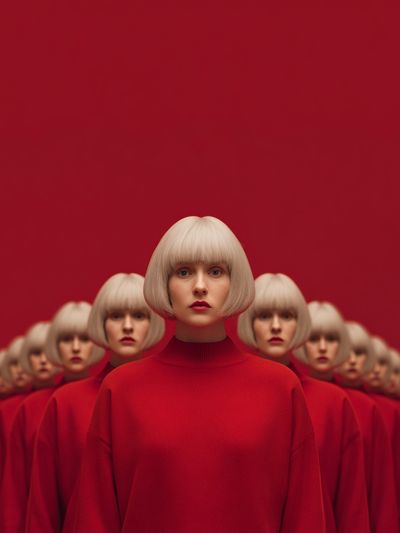 Red Portrait Surrealism Poster. poster