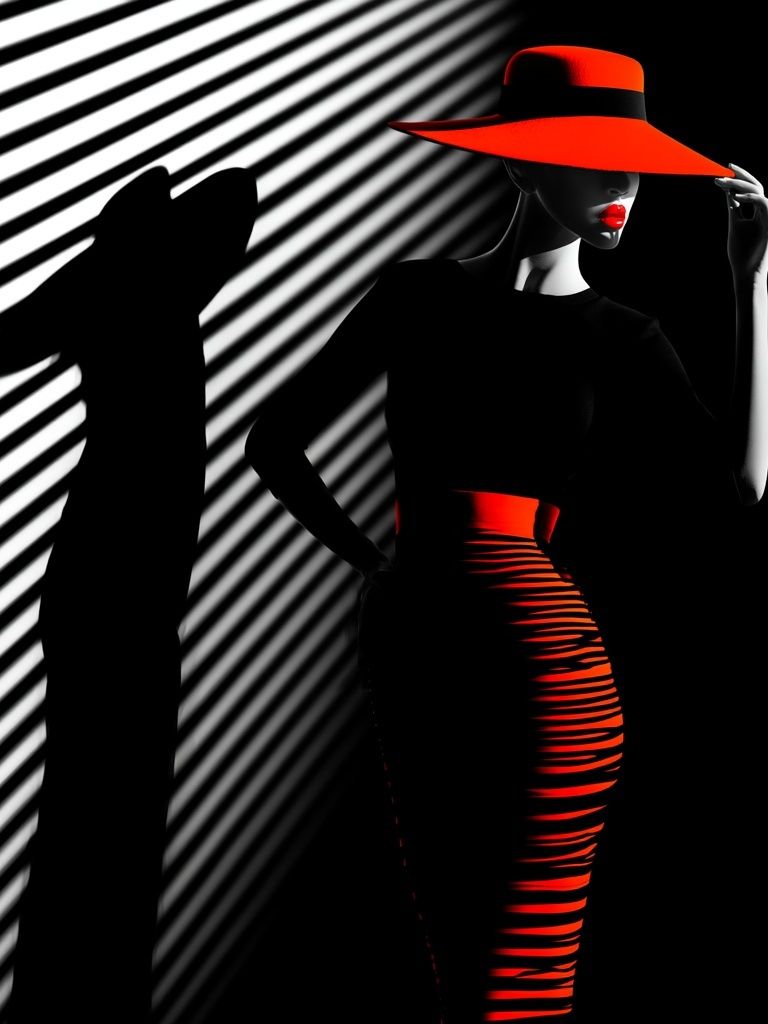 Red Hat Fashion Poster. poster — fashion art