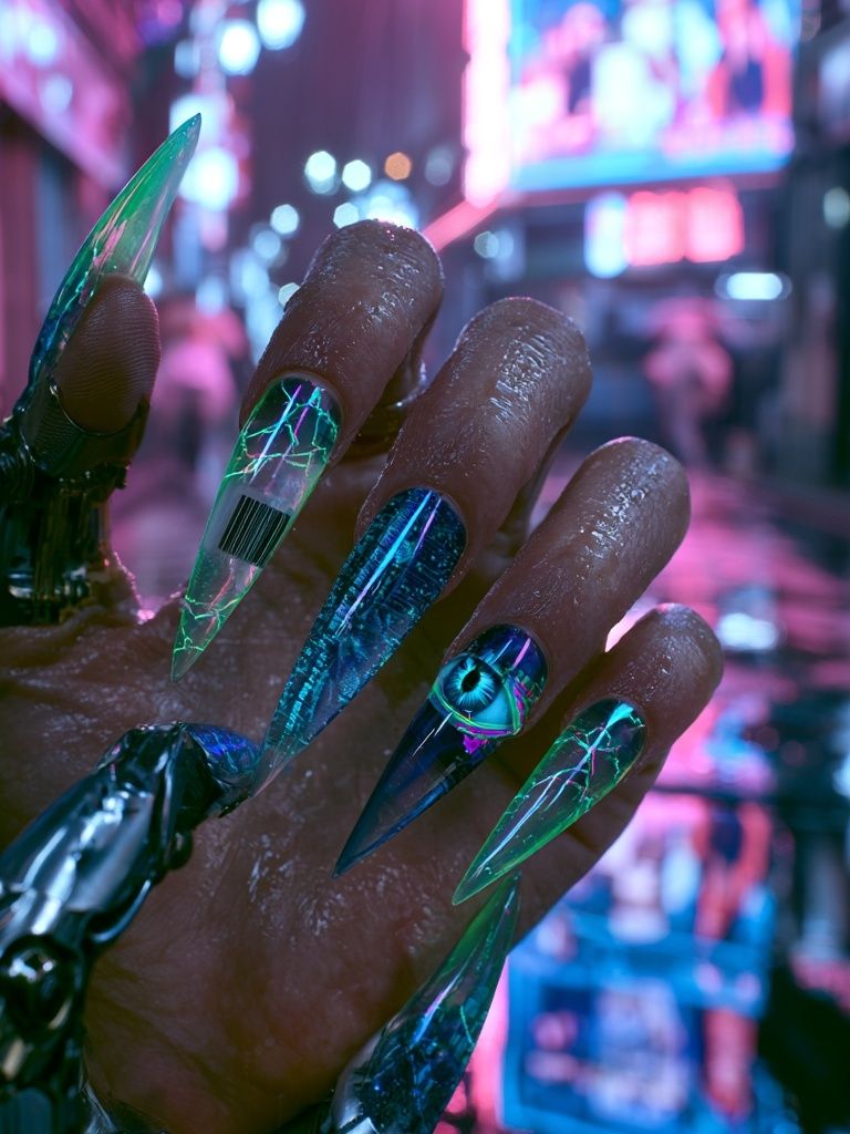 Cyberpunk Neon Hand Poster. poster — fashion art