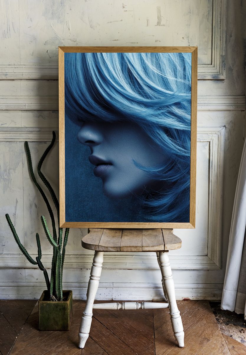 Blue Portrait Fashion Print. — room view 1