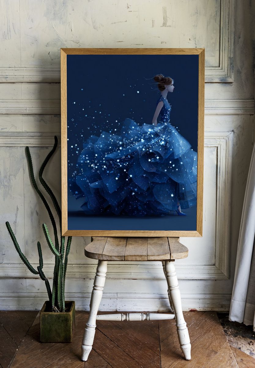 Starry Night Dress — Illustration Print room preview