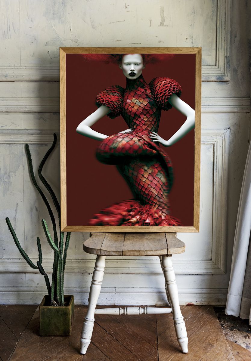 Avant-Garde Fashion Portrait Poster. room preview