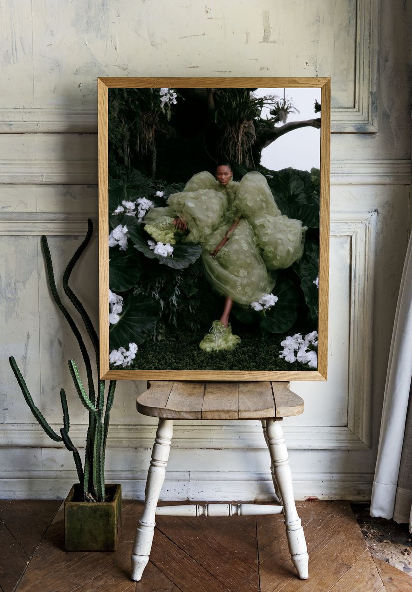 Botanical Couture Fashion Poster. room preview