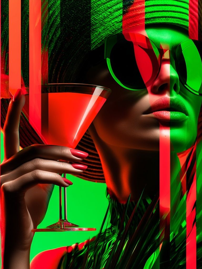 Neon Cocktail Portrait Poster. poster detail