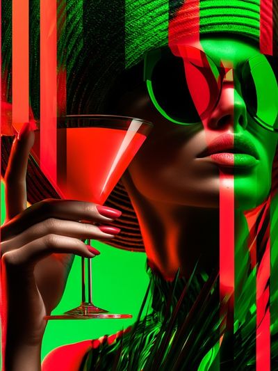 Neon Cocktail Portrait Poster. poster