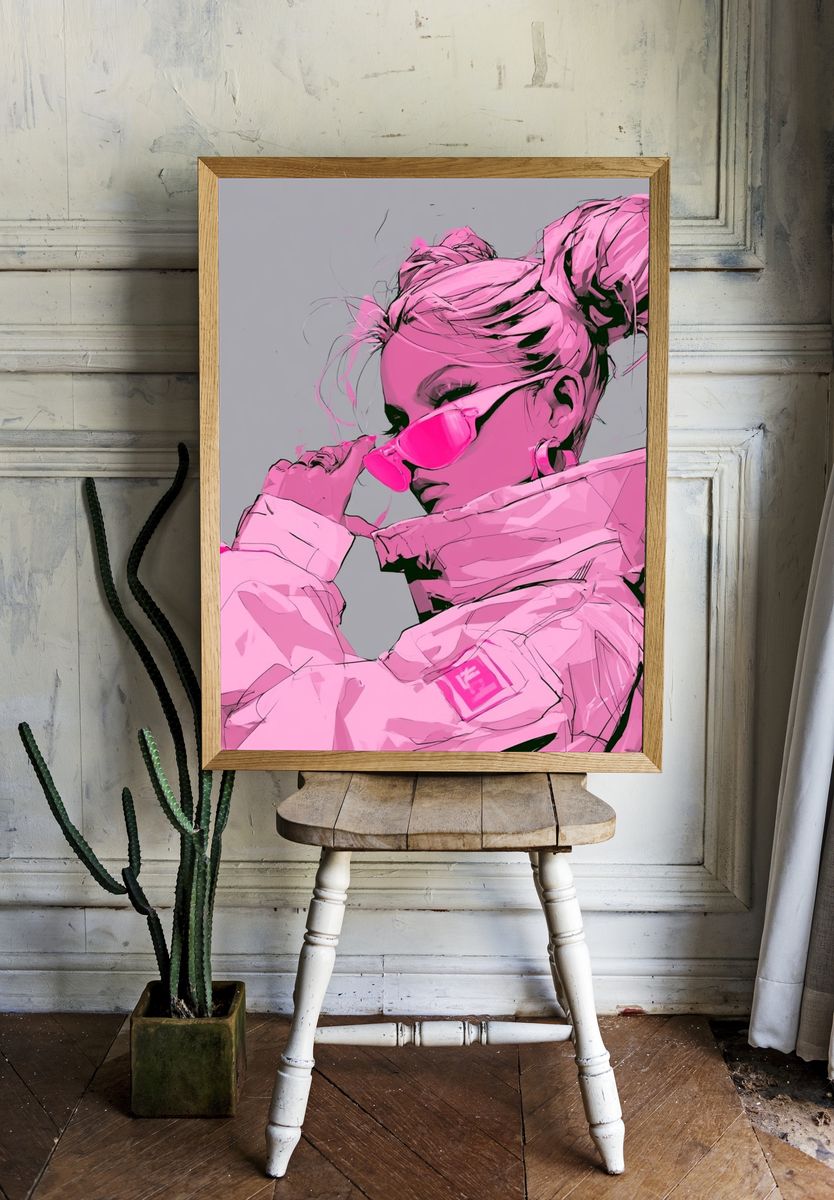 Pink Fashion Portrait Poster. — room view 1