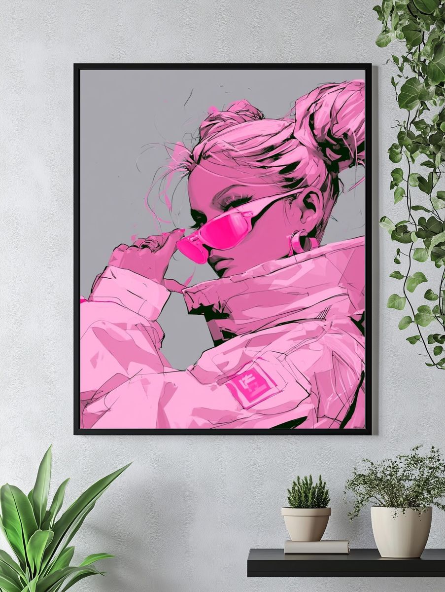 Pink Fashion Portrait Poster. — room view 4