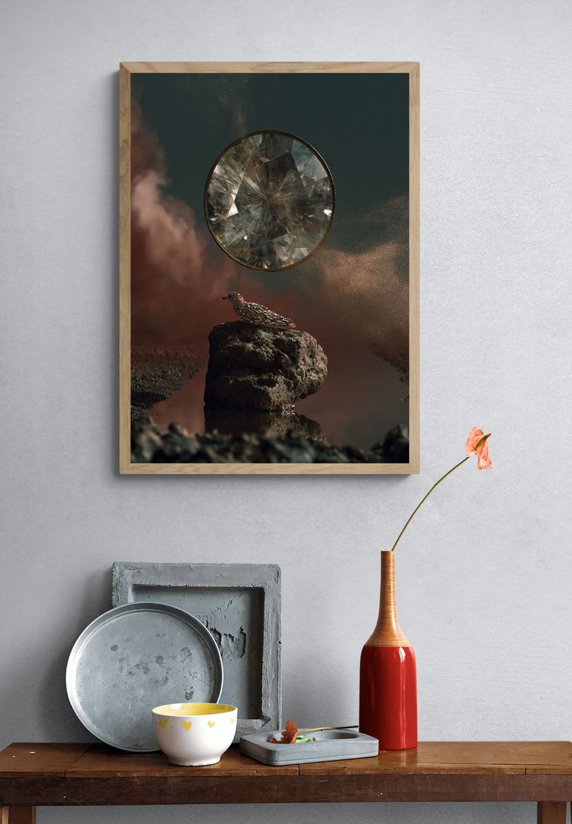 Celestial Bird Surrealism Print. — room view 3