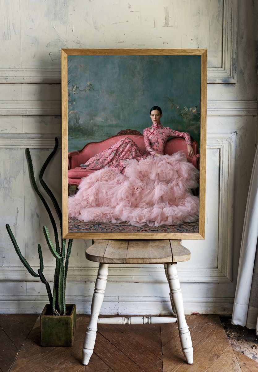 Pink Couture Portrait Print. — room view 1