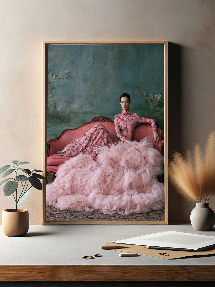 Pink Couture Portrait Print. — room view 2
