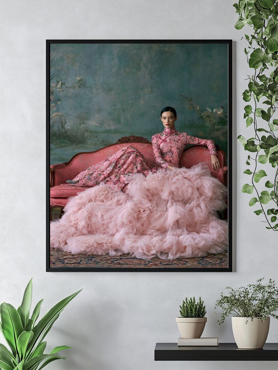 Pink Couture Portrait Print. — room view 4