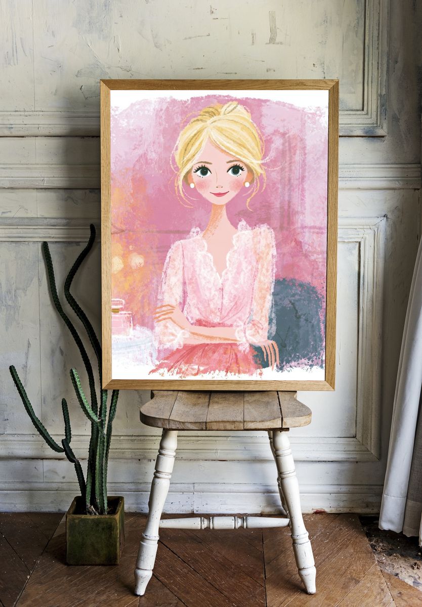 Blonde Fashion Portrait Illustration Poster. — room view 1