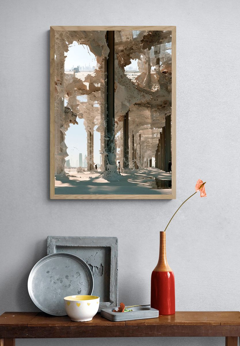 Surreal Desert Colonnade Print. — room view 3
