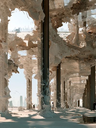 Surreal Desert Colonnade Print. poster