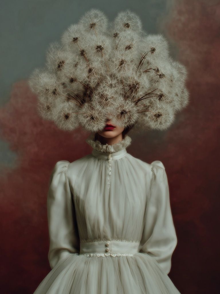 Dandelion Veil Portrait Print. poster detail