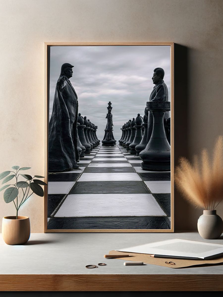 Surreal Giant Chessboard Print. — room view 2