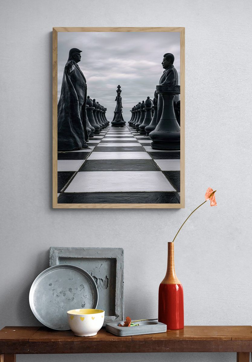 Surreal Giant Chessboard Print. — room view 3