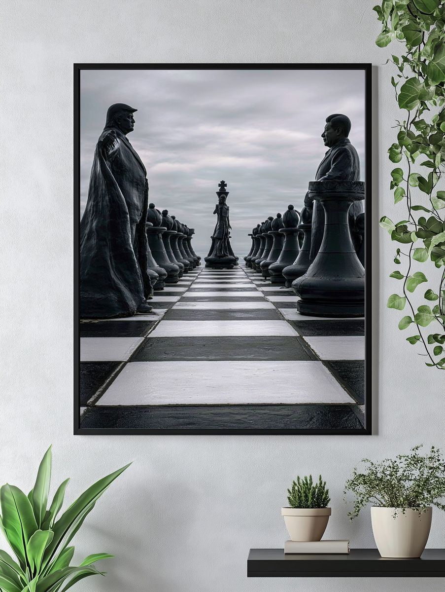 Surreal Giant Chessboard Print. — room view 4