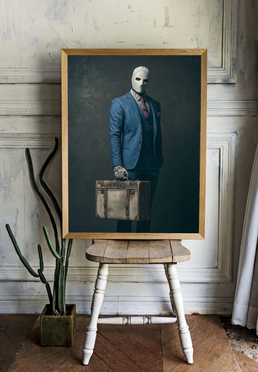 Masked Traveler Vintage Fashion Poster. — room view 1