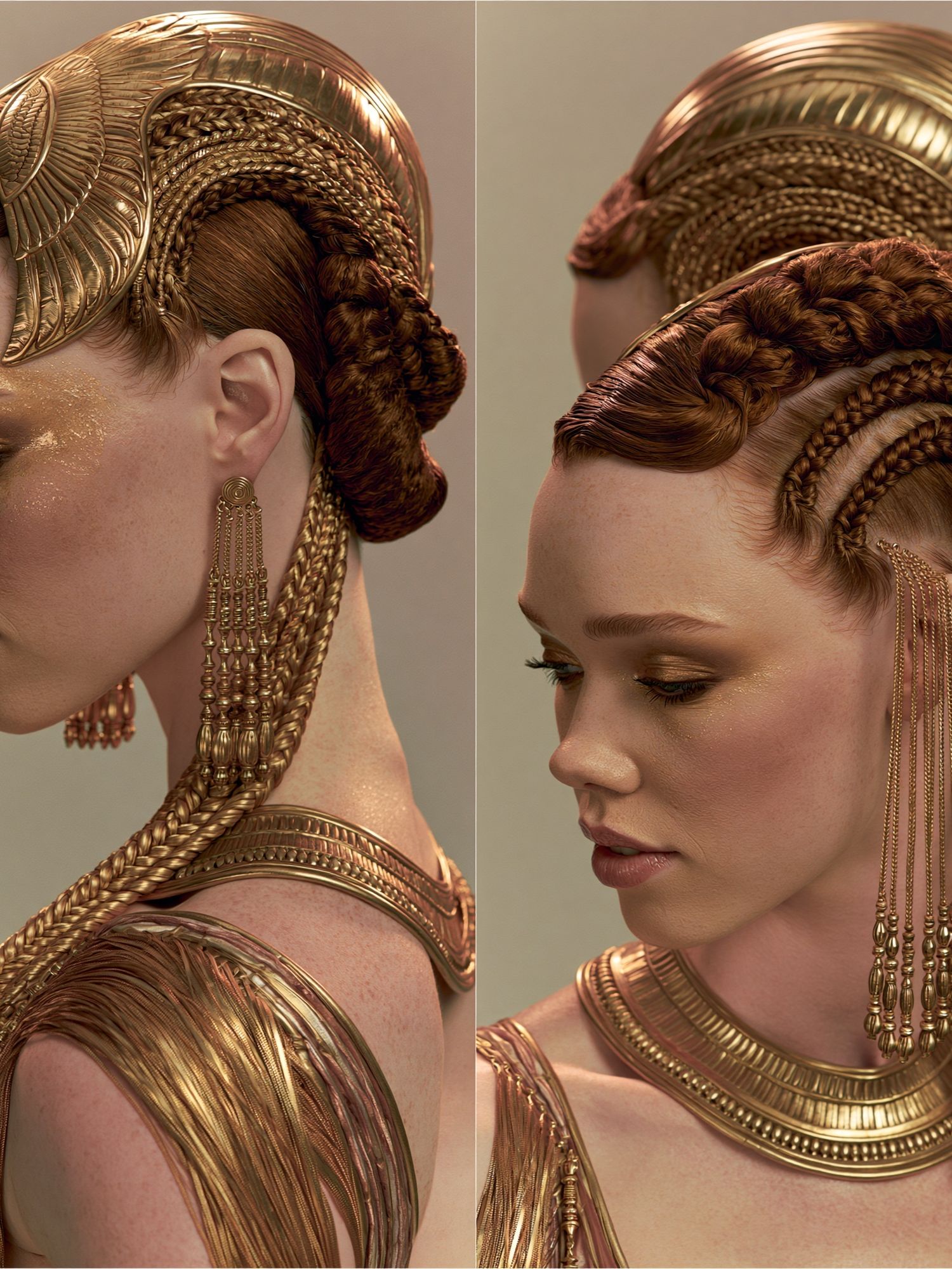 Golden Braided Portrait Print. poster detail