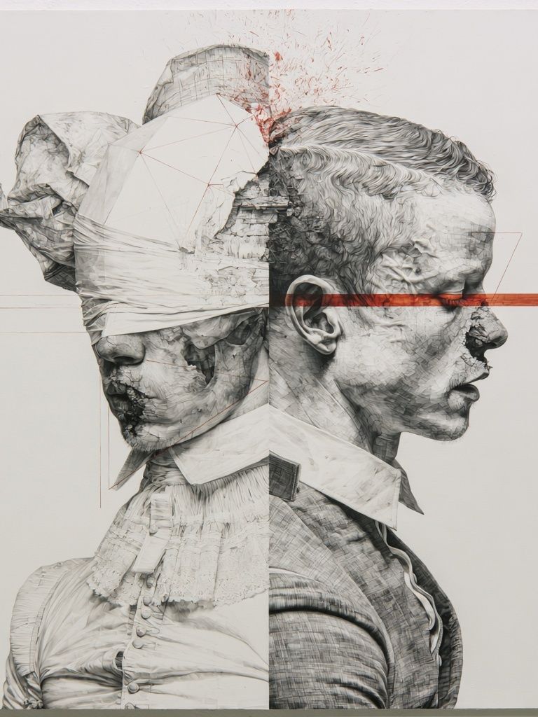 Dual Portrait Surrealism Print. poster detail