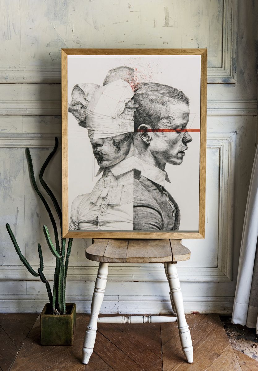 Dual Portrait Surrealism Print. room preview