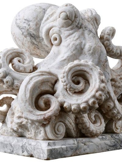 Marble Octopus Sculpture Print. poster