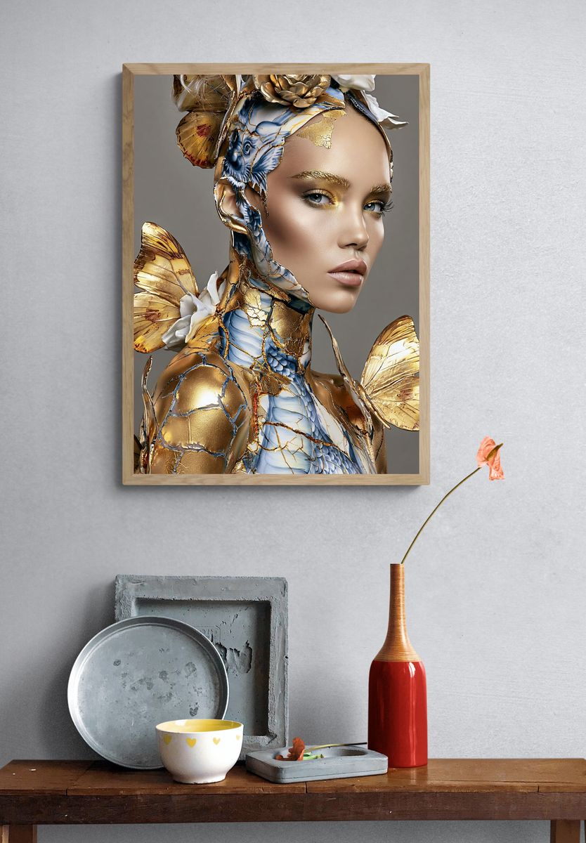 Gilded Butterfly Portrait Print. — room view 3