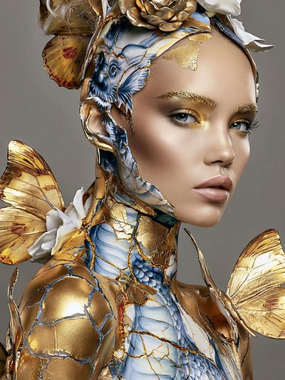 Gilded Butterfly Portrait Print. poster